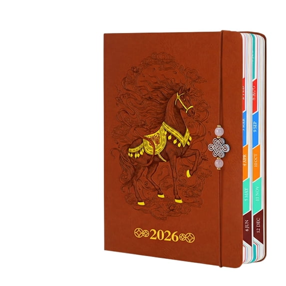 2026 Daily Planner Hardcover Schedule Book Yearly Monthly Weekly Agenda Notebook for Work Goal Setting Appointment Organizer Journal for Women Men, Brown