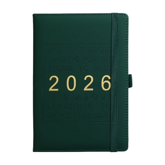 2026 Daily Planner Management Notebook with Hourly Schedule, 12-Month Timetable Organizer, Elegant Leather Cover, Giftable, Fully Functional Record Book