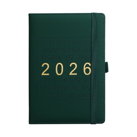 2026 Daily Planner One Page Per Day, Hardcover Leather Cover Notebook with To Do List, Monthly Agenda & Ribbon Bookmark, A5 Personal Organizer