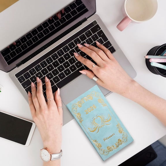 2026 Daily Planner Portable Notebook,Lined Organizer Journal for Notes and Goal Setting,Compact Planner for School Office Work,Daily Schedule Productivity & Time Management Tool for Adults-Light Blue