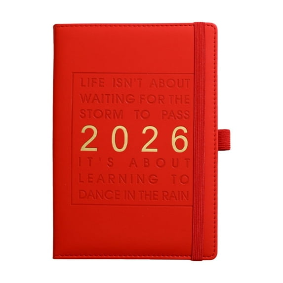 2026 Daily Planner Schedule Organizer with Hourly Timetable, 12-Month Management Record Notebook, Portable Schedule Book with Ribbon Bookmark and Elastic Pen Slot