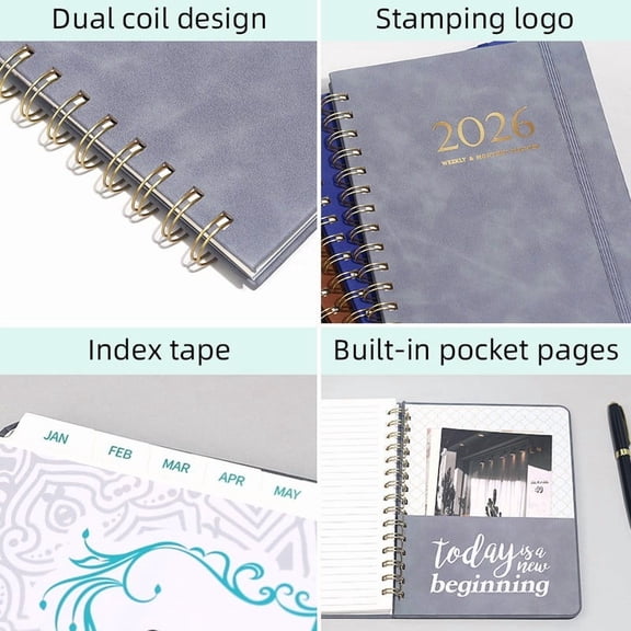 2026 Daily Planner, Weekly Monthly Twin Binding Schedule Notebook, Jan-Dec 2026 Full Year Organizer, Office Meeting & Home Planning Use, Efficient Time Management Daily Agenda Book