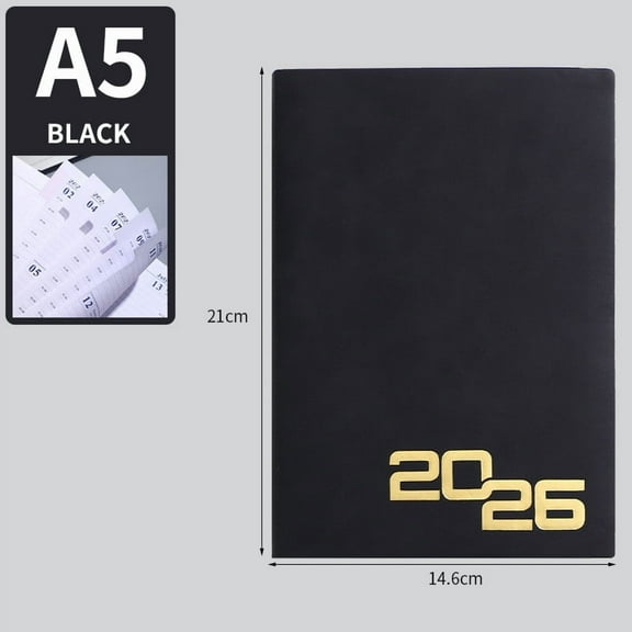 2026 Daily Planner for Women Men, 365 Day Planner Calendar Diary with Weekly Monthly Layouts, Thick Paper No-Bleed coil limit Agenda with Inner Pocket, Ribbon Marker and Elastic Closure
