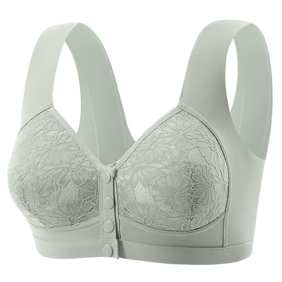 2026 Daisy Bras for Older Women Front Closure Bra Full Coverage Comfortable Bras No Underwire Plus Size Bra Green 38