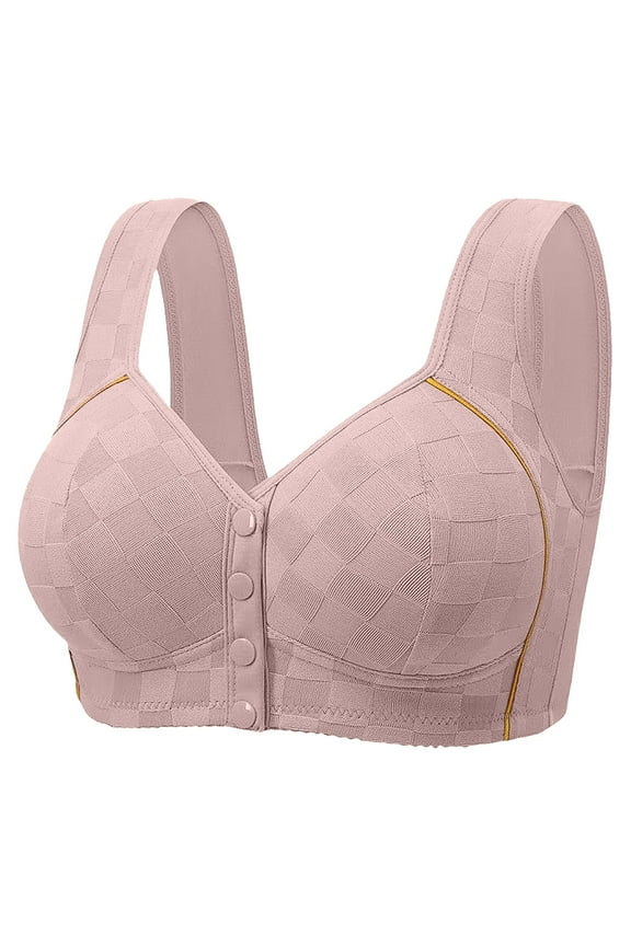 2026 Daisy Bras for Older Women Front Closure Cotton Bra Comfortable No Underwire Full Coverage Plus Size Bra Light pink 48