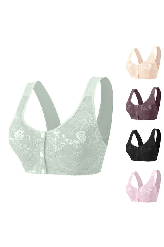 2026 Daisy Bras for Older Women Front Closure Wireless Push up Bras Everyday Wirefree Comfortable Sleep Bralettes Brown 42