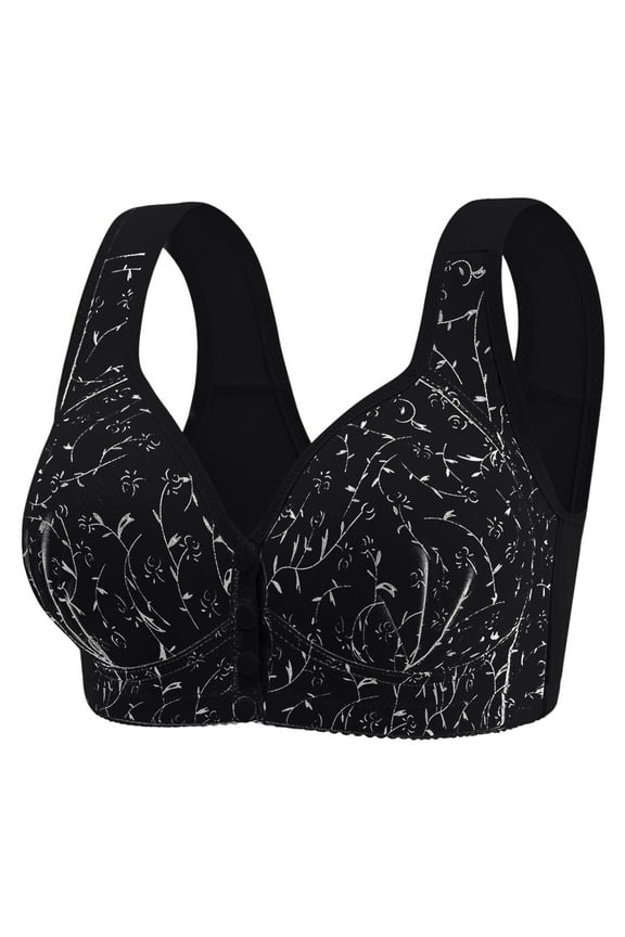 2026 Daisy Bras for Older Women Push up No Underwire Full Coverage Lace Bra Convenient Front Closure Everyday Bras Black 44
