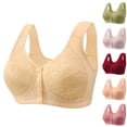 thumbnail image 1 of 2026 Daisy Lace Bras for Women Front Closure No Underwire Comfort Senior Wireless Snap Closing Bra White 54, 1 of 6