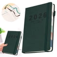 thumbnail image 1 of 2026 Dated Diary Notebook,Textured Fabric Cover with Elastic Closure & Colorful Index Tabs, Productivity Journal for Schedule & Goal Tracking(Dark Green), 1 of 9