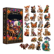 2026 Day of the Dead Pets & Spirit Animals Advent Calendar,24-Day Halloween Countdown Calendar,24 2D Acrylic Hanging Ornaments,Collectible Halloween Gift