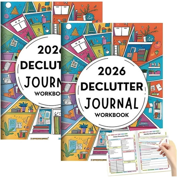 2026 Declutter Journal Workbook | 52-Week Home & Office Organization Planner | 60 Pages Guided Family Organizing Diary for Clear Decision-Making & Space Transformation(2 PCS)