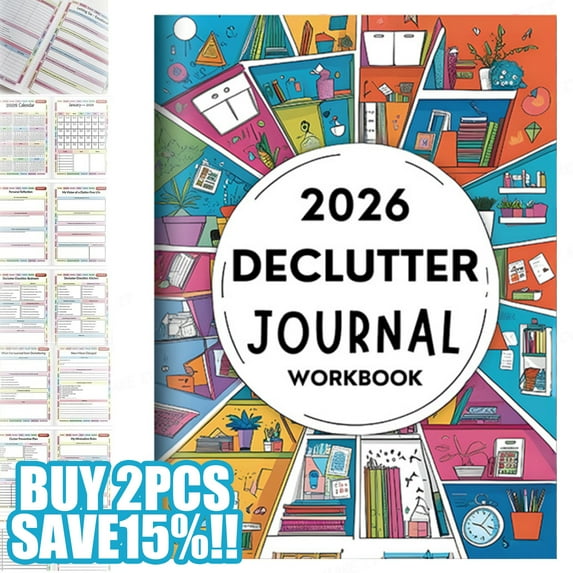 2026 Declutter Journal Workbook | 52-Week Home & Office Organization Planner | 60 Pages Guided Family Organizing Diary for Clear Decision-Making & Space Transformation(2PCS)
