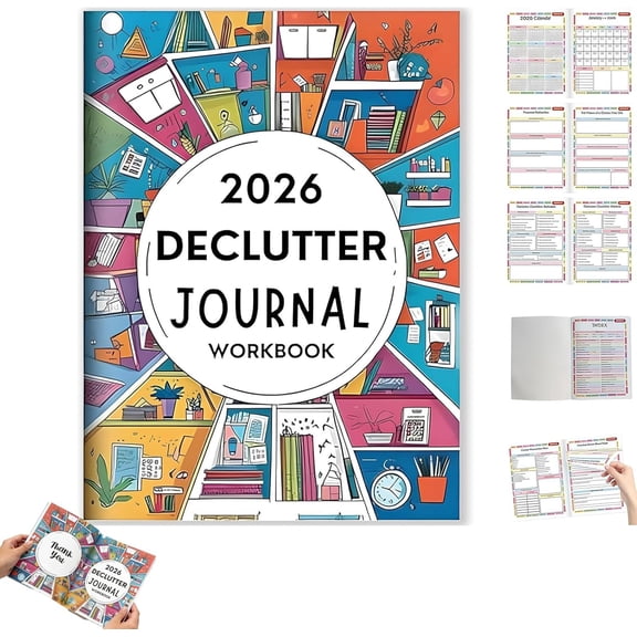 2026 Declutter Journal Workbook, 60 Page Guided & Weekly/Monthly Prompted Family Organizing & Personal Planning Diary, Home Decluttering Productivity Planner (1Pcs)