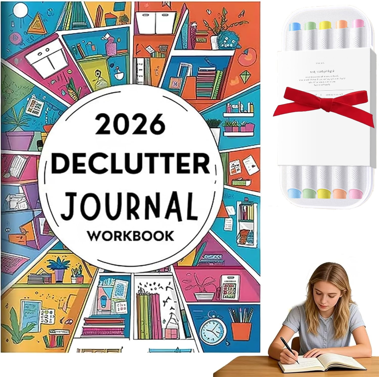 2026 Declutter Journal Workbook | Transform Your Home in 52 Weeks, 60 Page Guided Organization Planner, Prompts, Checklists, and Reflection Tools for Home & Life (1book,5 Colored Pen)