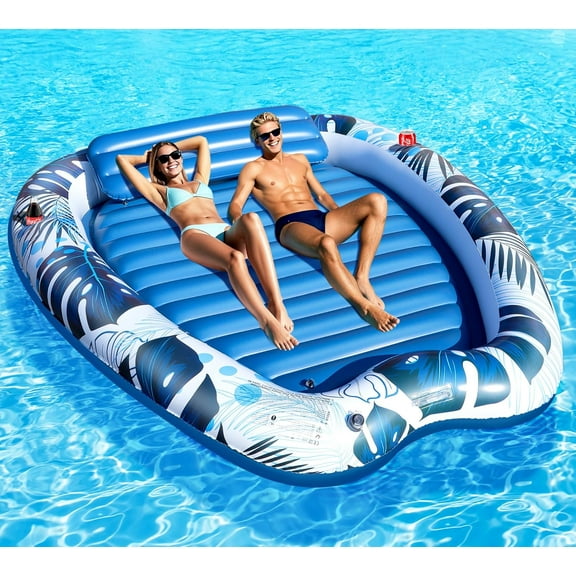 2026 Deluxe Inflatable Tanning Pool for 2 Person, 90x67Inch Tanning Pool Lounger Float for Adults, Blow Up Tanning Water Bed Suntan Tub with Cup Holders, Personal Sunbathing Pool for Backyard