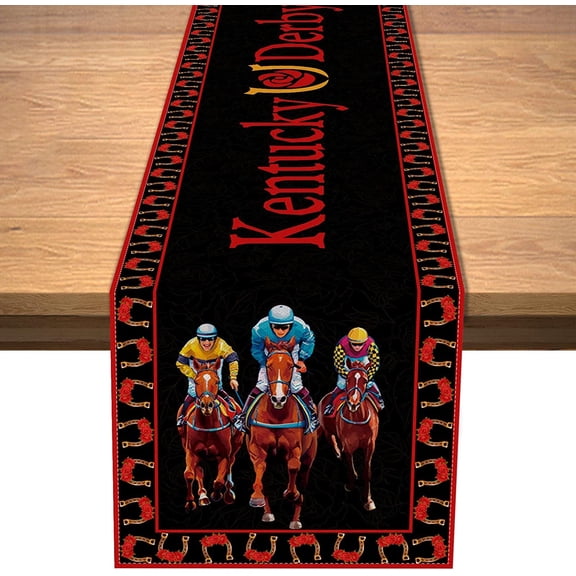 2026 Derby Table Runner Roses Horse Racing Decorations Holiday Party Dining Room Home Kitchen Table Decor 72Inches Long