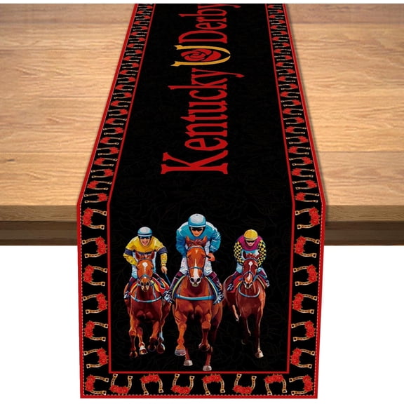 2026 Derby Table Runner Roses Horse Racing Decorations Holiday Party Dining Room Home Kitchen Table Decor 72Inches Long