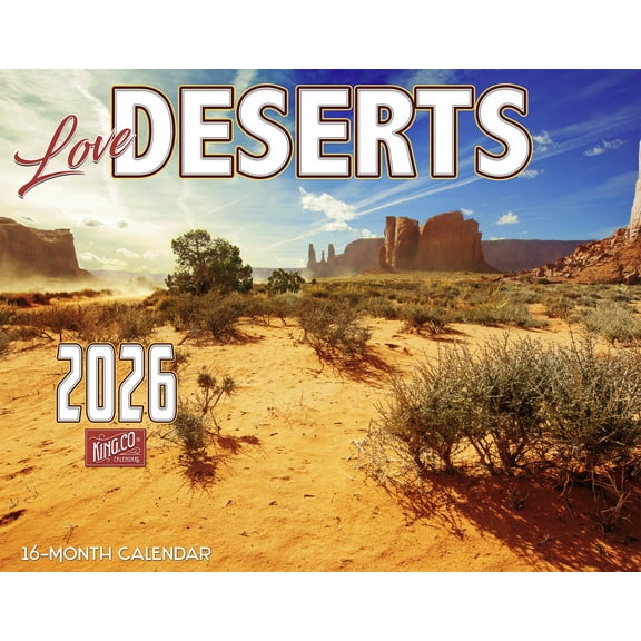 2026 Desert Scenic Wall Calendar 16-Month X-Large Size 14x22, Southwest Landscape Scenery Calendar by The KING Company-Monster Calendars
