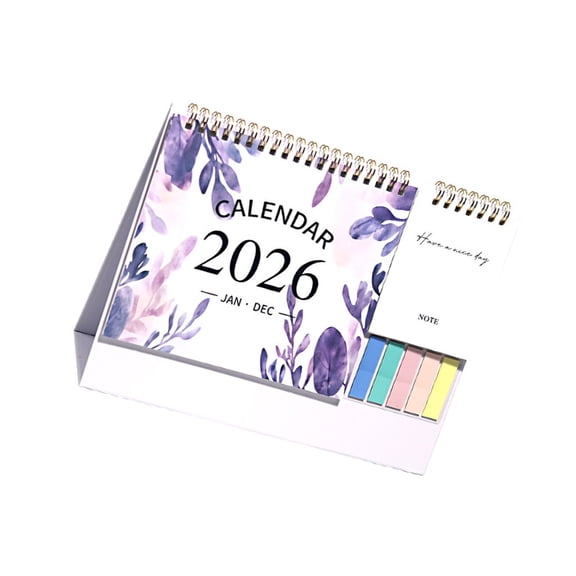 2026 Desk Calendar 12-Month Jan-Dec with Twin-Coil Binding, Note Pad & Sticker for Office Home Planning & Organizing