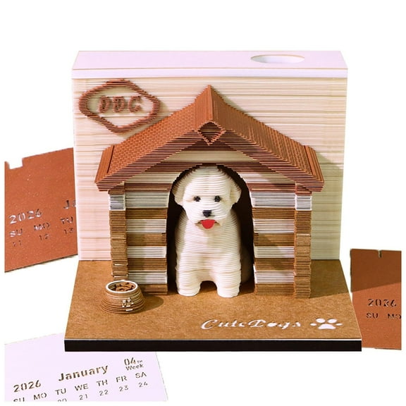 2026 Desk Calendar - 3D Timepiece Paper Memo Pad, Tear-Away Planner & Habit Tracker, Gift & Office Decor