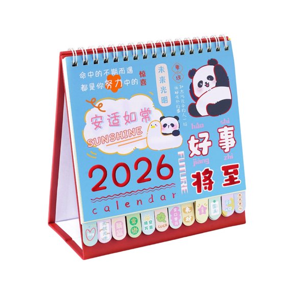 2026 Desk Calendar Desktop Organizer Planner Wire Binding Calendar Standing Flip