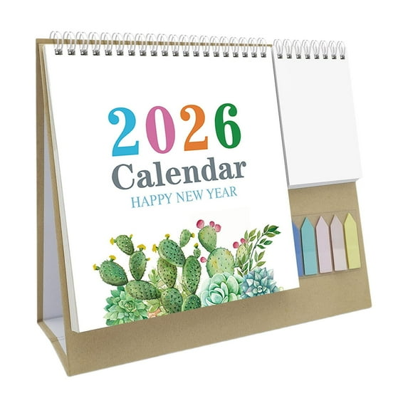 2026 Desk Calendar From January 2026 To December 2026 Multifunctional Standing Flip 12 Month Calendar With Highlight Holidays To Do List Thick Paper Sticky Notes Memo Pages, 2026
