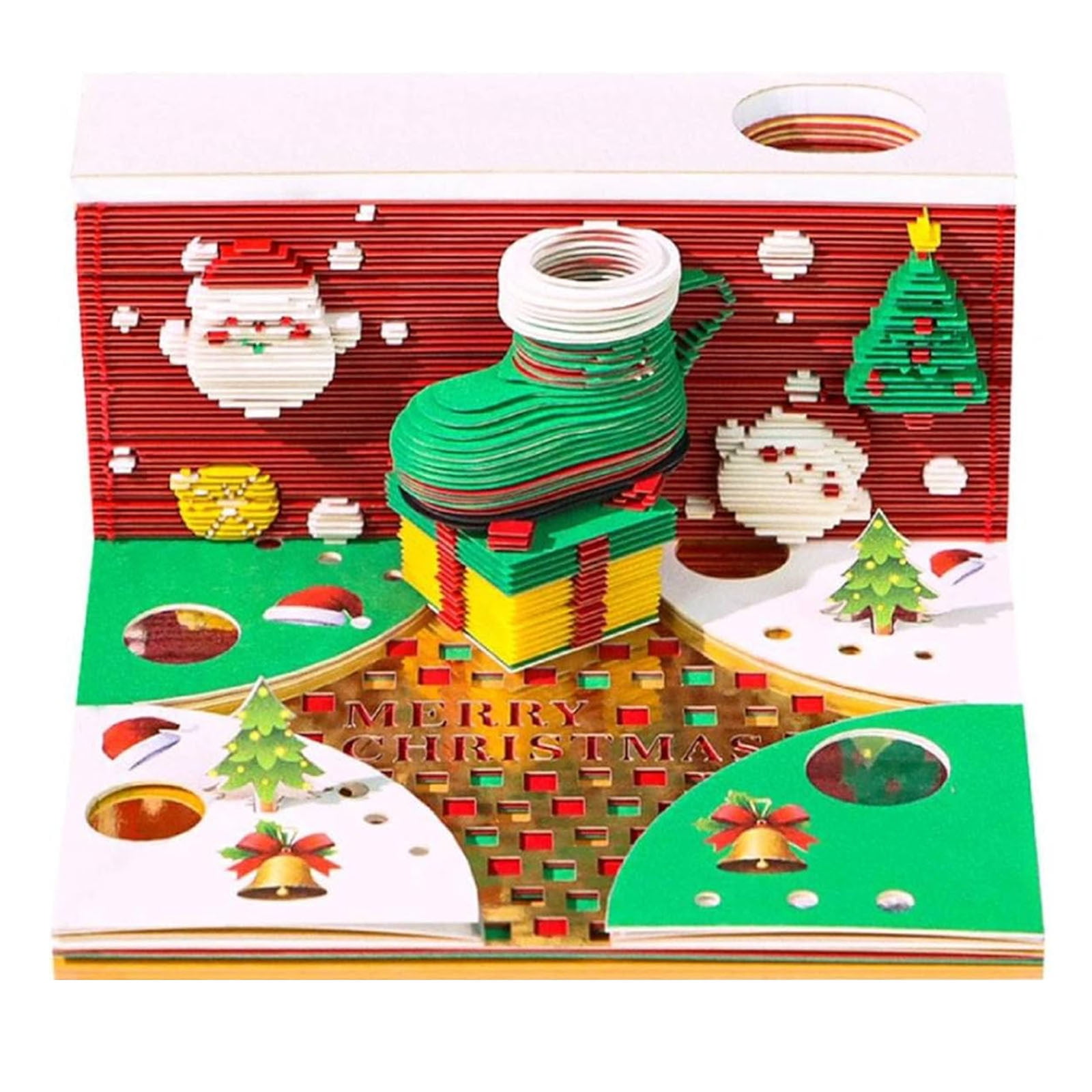 2026 Desk Calendar With LED Light – DIY Paper Carving Notebook Calendar With Acrylic Cover & Sticky Notes – Artistic Writing Memo Pad Gift For Family, Friends, Office Or Home