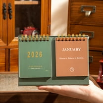 2026 Desk Calendar Standing Flip 6.57" x 4.72" Academic Year Monthly Calendars With Gold Coil Easy To Read