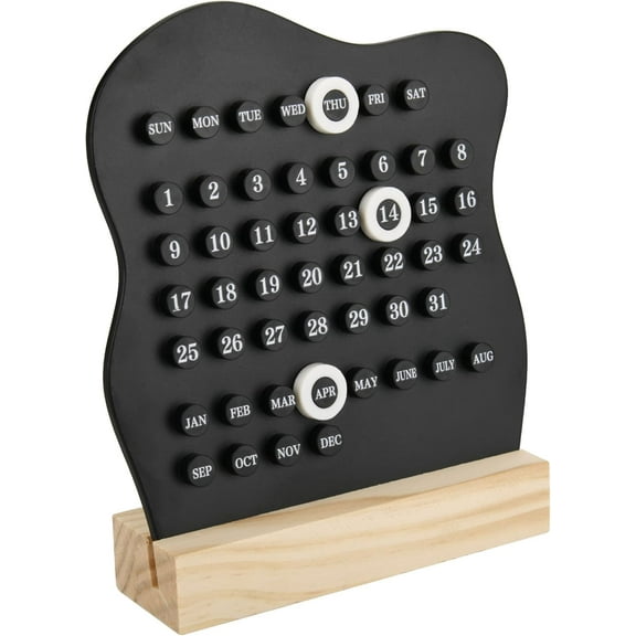 2026 Desk Calendar - Wooden Base Perpetual Calendar - Month Week Date Display for Home & Office