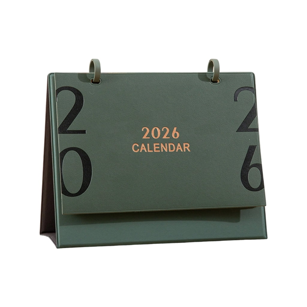 2026 Desk Calendar with Leather Stand 12 Month from Jan to Dec For Home Office