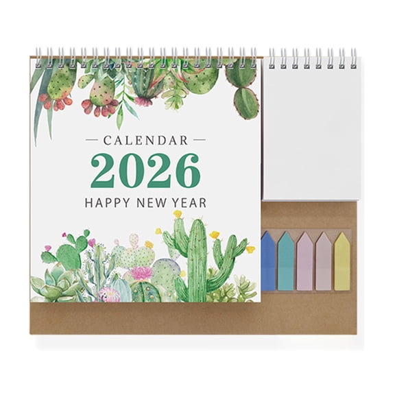2026 Desk Calendar with Writing Note Pad and Sticker 12 Month From Jan to Dec for Planning Tabletop Monthly Calender