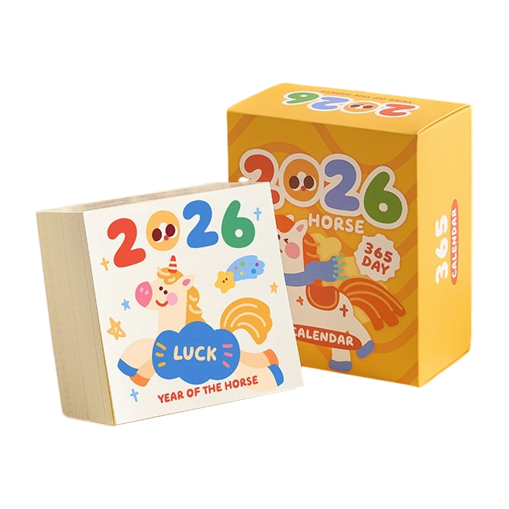 2026 Cartoon Paper Calendar with Acrylic Display Stand Tearable Daily Pages