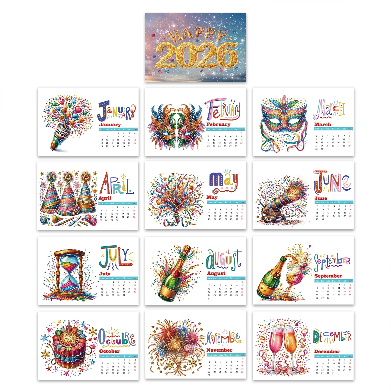 2026 Desktop Calendar Desk Calendar Painting Calendar Standing Calendar for Home Office