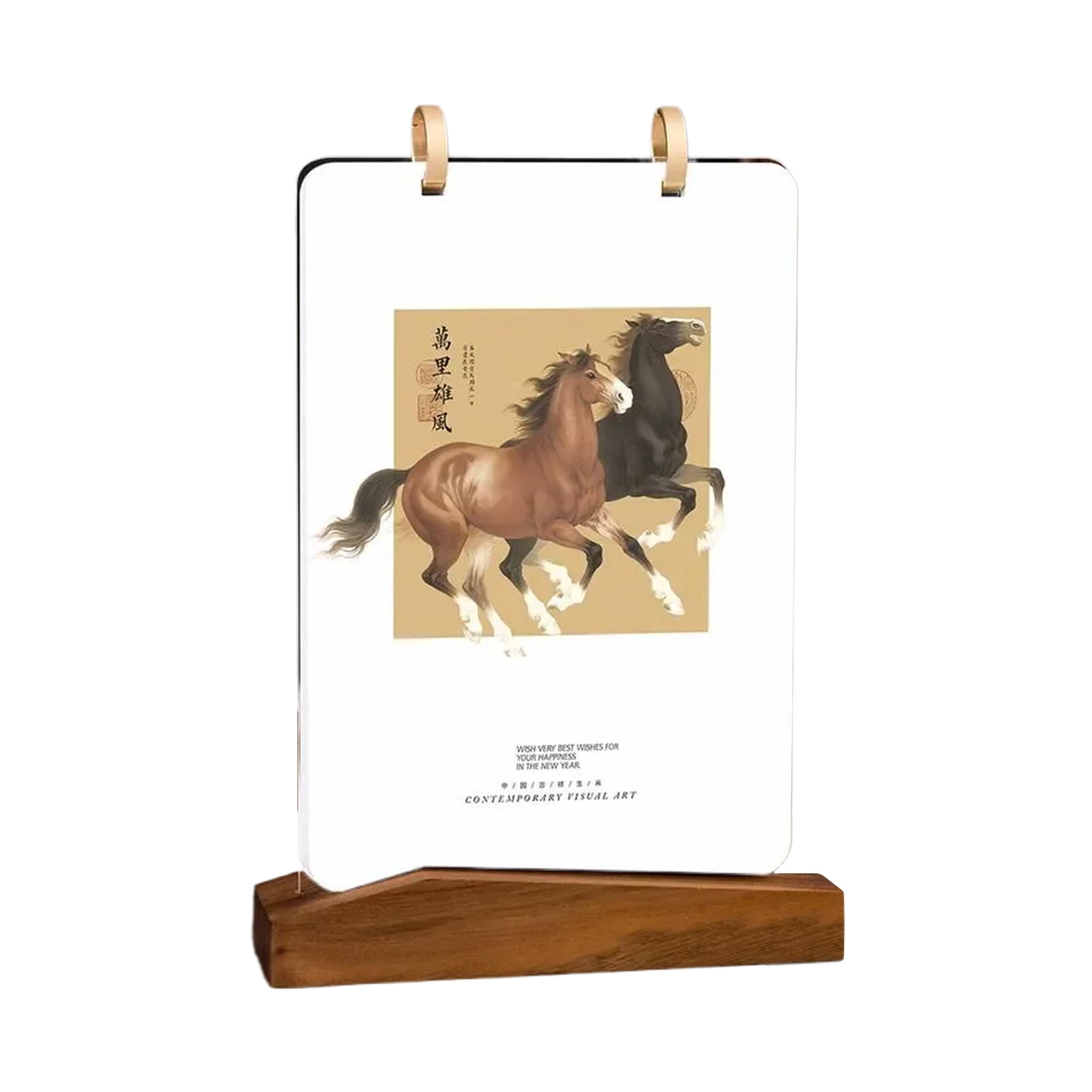 2026 Desktop Monthly Flipping Calendar 2026 Year of Horse Calendar With Acrylic And Wooden Frame for Home Decoration
