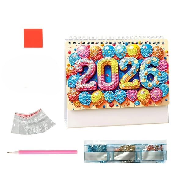 2026 Diamond Painting Desk Calendar Kit – DIY Diamond Art Calendar 2026, Standing Flip Monthly Tabletop Calendar with Bright-Colored Beads, Creative Home Office Desk Decoration & New Year Gift B