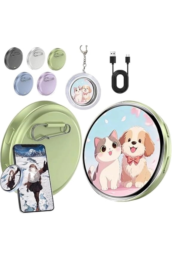 2026 Digital Badge Pin, 1.7-Inch HD, 600mAh Badge for Star Fans Christmas & New Year Gift