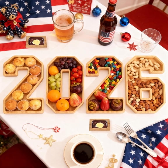 2026 Digital Candy Box Snack Organizer | Graduation Party Fruit Platter Tray | Stylish Compartment Plate for Snacks, Dried Fruit, Chocolates | 32x19.5cm, Trendy Letter Pattern, Multi-Functional