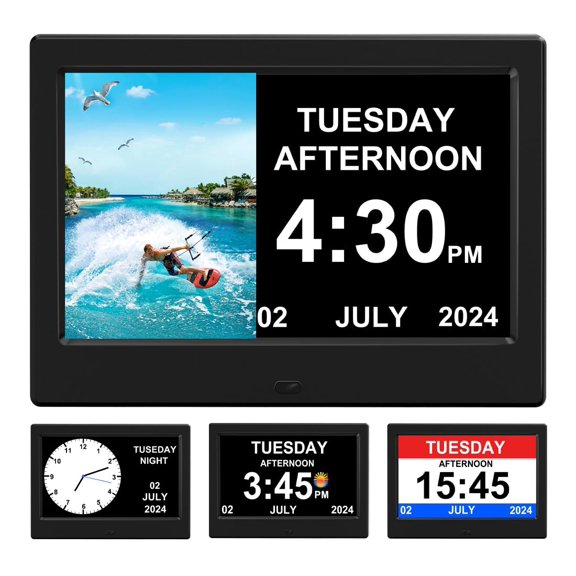 2026 Digital Clock with Dynamic Photo Frame Display Time, Date, Month, and Year Large-Font Clock for The Elderly