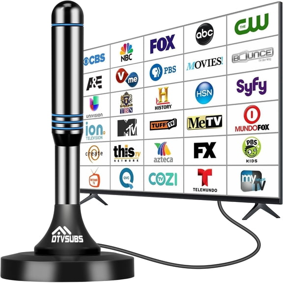 2026 Digital TV Antenna for Smart TV Indoor 360 Long Range Reception for Local Channels HDTV Antenna for TV Without Cable Supports 4K 1080P for Smart & Old TVs Magnetic Base (Blue)