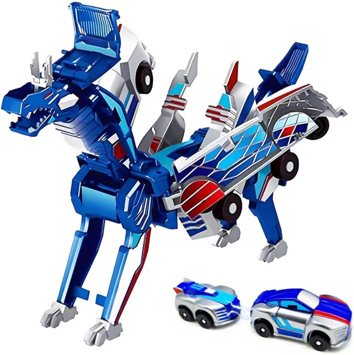 Transform Fun 2026 Dinosaur Transforming Car Toy, Magnetic Cars Transform into ...