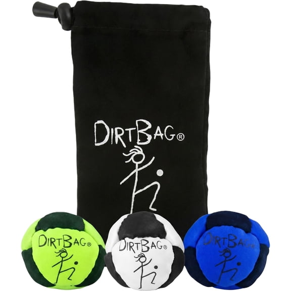2026 Dirt Bag Footbag 3 Pack with Carry Pouch, 8-Panel Sand Filled Kick Sack, Soft Durable Handmade Hacky Bags, Stuffed Kickball for Home & Garden