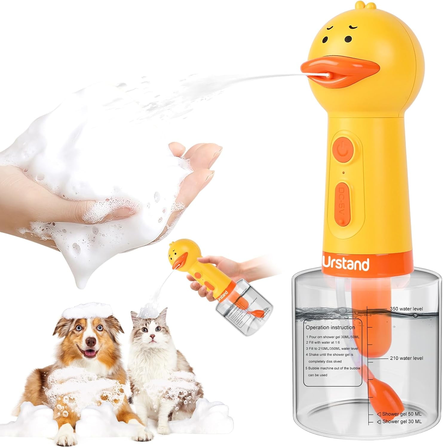 2026 Dog Foaming Soap Dispenser, Automatic Electric Dog Shampoo Foamer Sprayer, Rechargeable Foaming Dog Shampoo Sprayer for Dog and Cat Bathing, Bathroom, Kitchen, Pet Cleaning