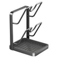 thumbnail image 1 of 2026 Double Layer Kitchen Pot Lid Holder Rack with Spoon Rest, Drip Tray Countertop Organizer, Stovetop Utensil Stand, Carbon Steel Storage Rack for Pots, Lids, Kitchen Tools, Gun Gray, 1 of 7