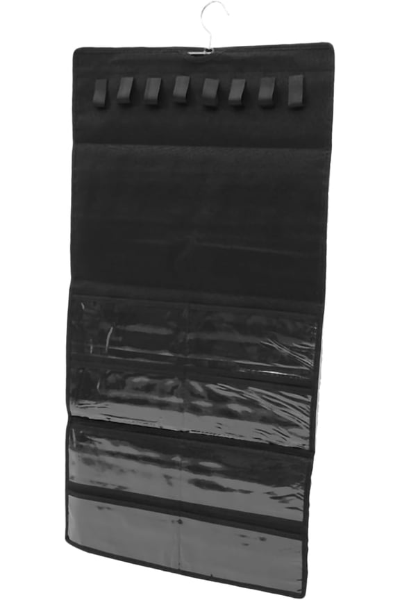 2026 Double-Sided Hanging Jewelry Organizer, Large Black Storage Roll for Earrings, Necklaces, Rings, 40 Pockets 28 Hooks, Durable Oxford Fabric for Closet, Wall, Door, 1 piece, Jewelry Not Included