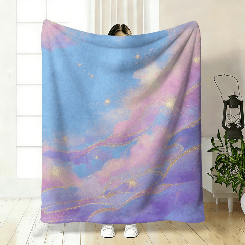 2026 Dreamy Starry Sky Flannel Blanket, Soft Gradient Color Throw ...