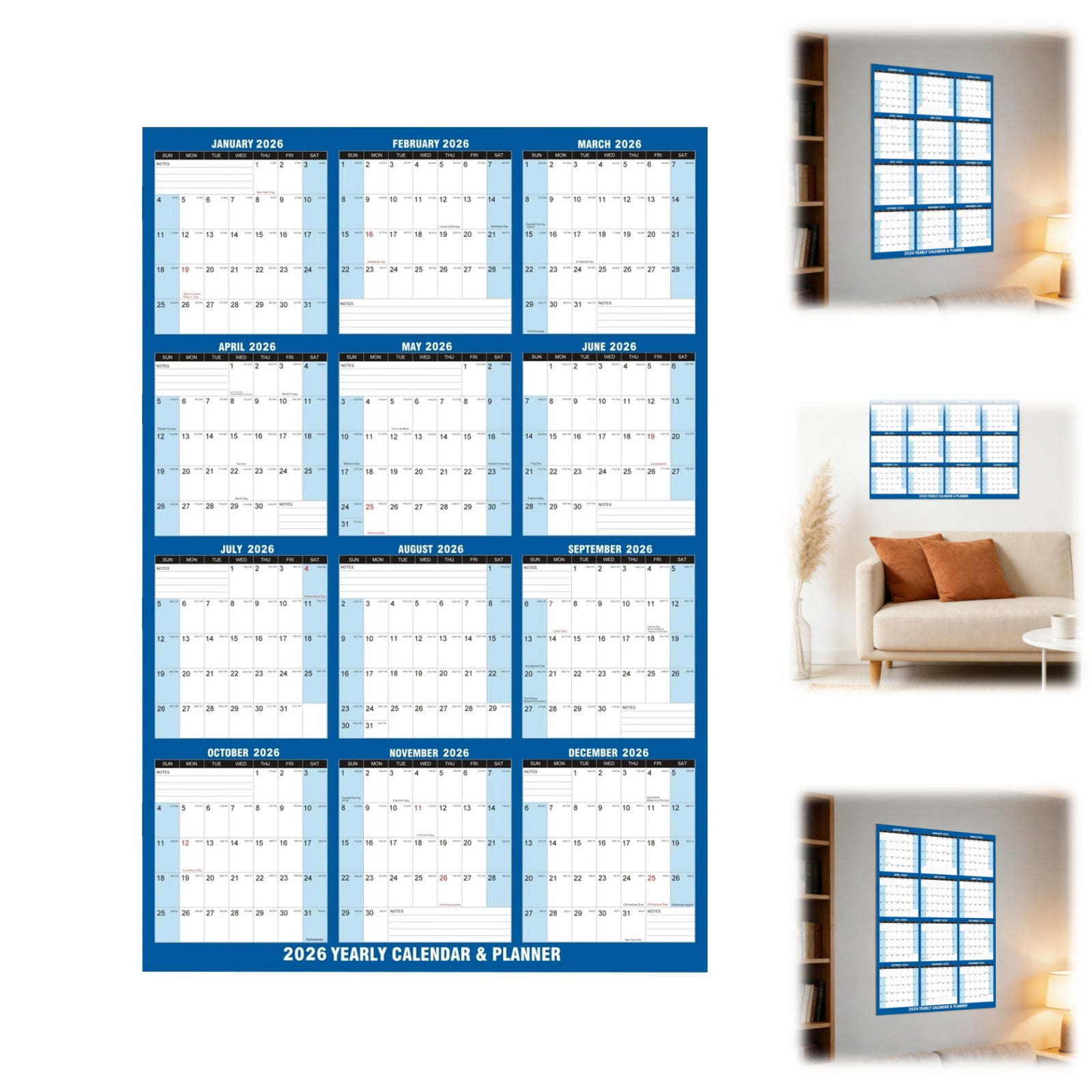 2026 Dry Erase Calendar - 2026 Yearly Wall Calendar, JAN. 2026 - DEC ...
