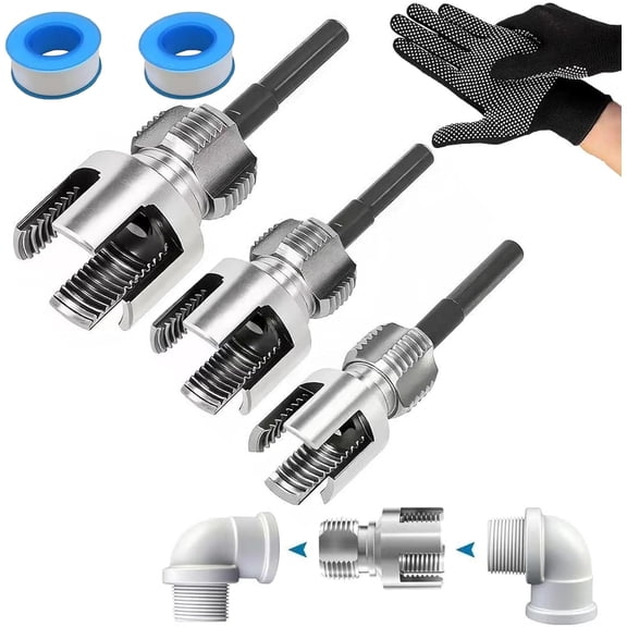 2026 Dual-Function Pipe Tapping and Threading Tool – Carbon Steel Internal & External Pipe Threader for 1/2", 3/4" and 1" PVC Pipes, Drill Compatible