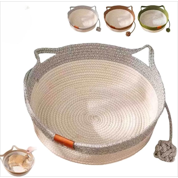2026 Durable Cotton Rope Cat Basket, Lightweight Indoor Pet Bed with Soft Cushion, Secure Nesting Lounging Spot for Cats