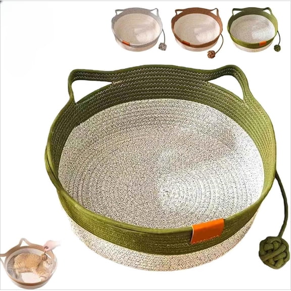 2026 Durable Cotton Rope Cat Basket, Lightweight Indoor Pet Bed with Soft Cushion, Secure Nesting Lounging Spot for Cats