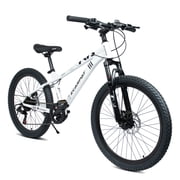 2026 ECARPAT 24 Inch 21 Speed Mountain Bike, Adult Mountain Bicycle with Front Suspension, Dual Disc Brakes, Steel Frame, Non-Slip Tires for Men Women Outdoor Cycling